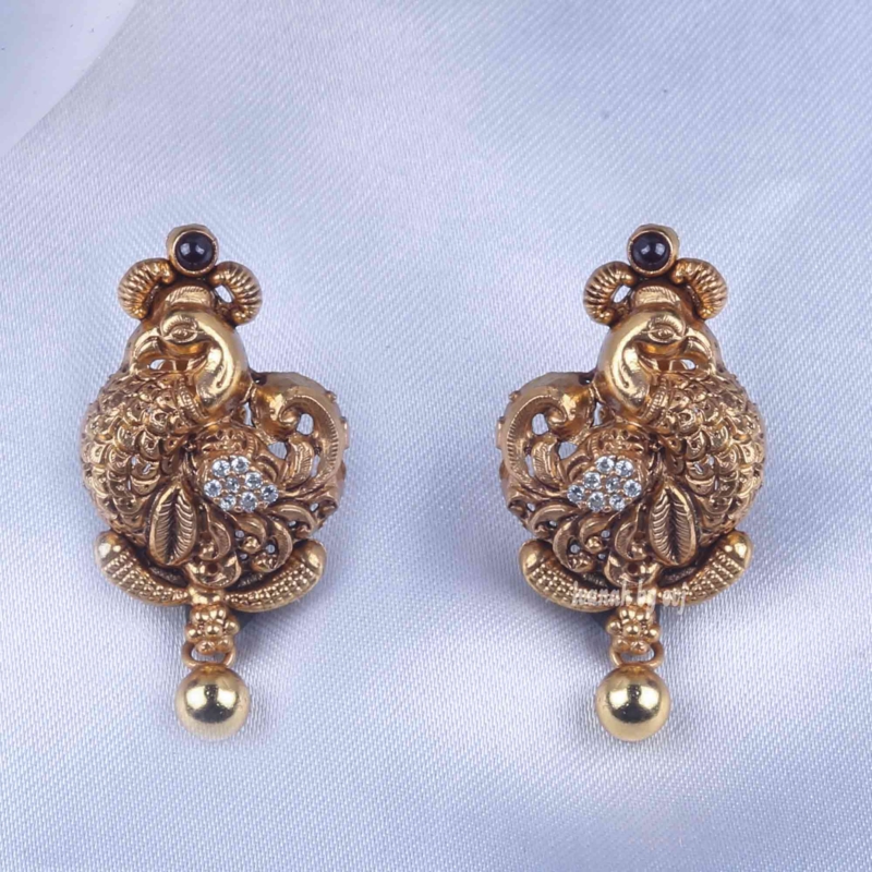 Gold plated silver kemp peacock earring
