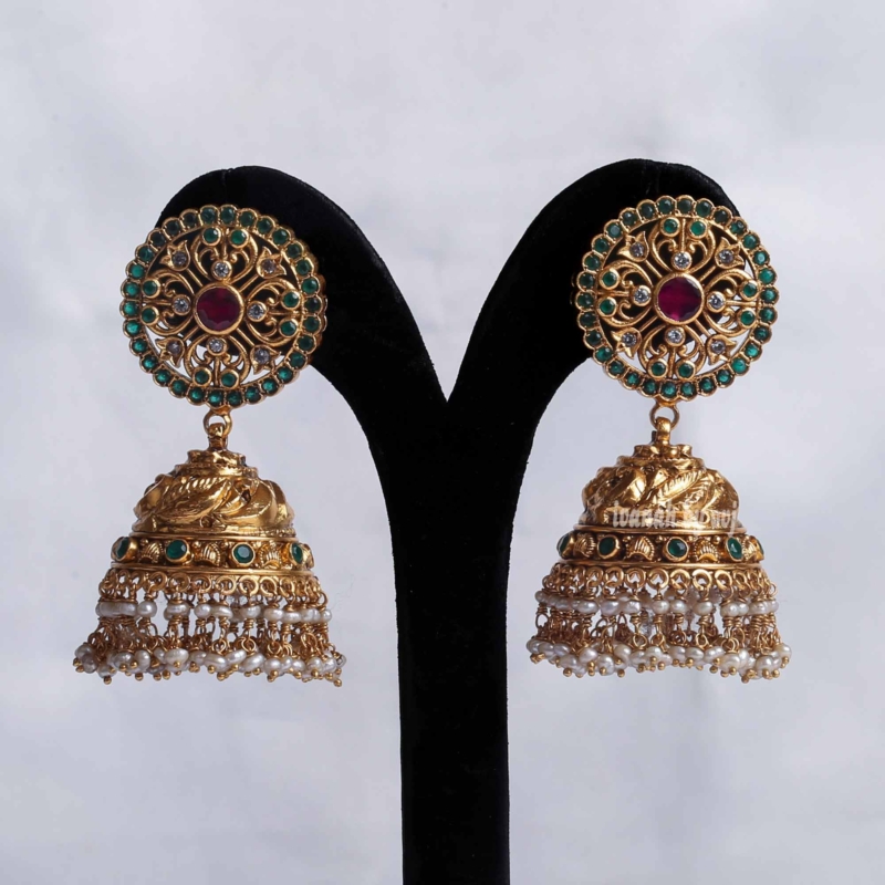 Gold plated silver antique jhummkas