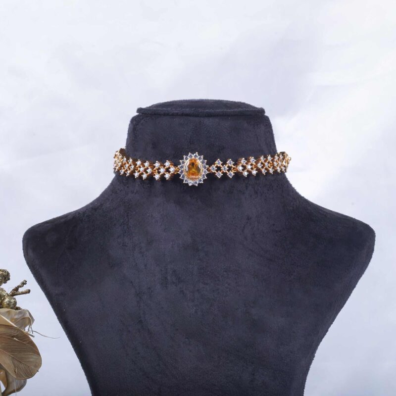 Gold plated silver antique peacock choker