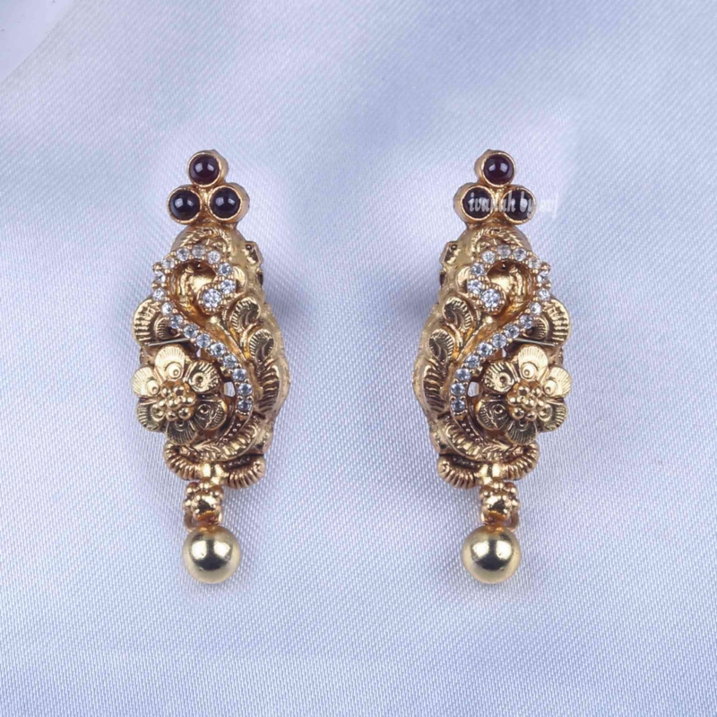 Gold plated silver nagas peacock earring