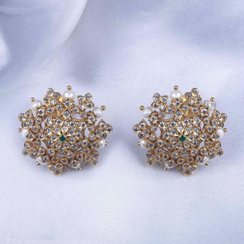 Gold plated silver zircon earrings