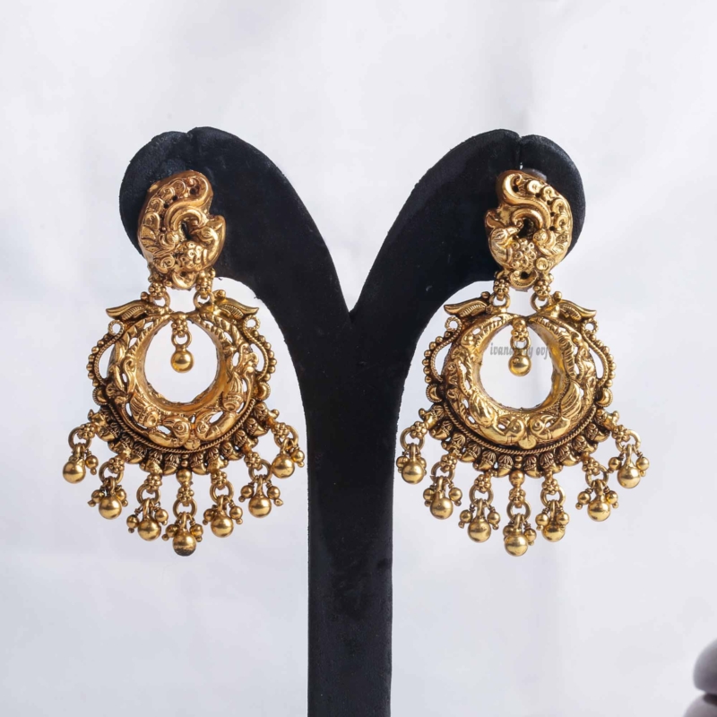 Gold plated silver chanda ball earrings
