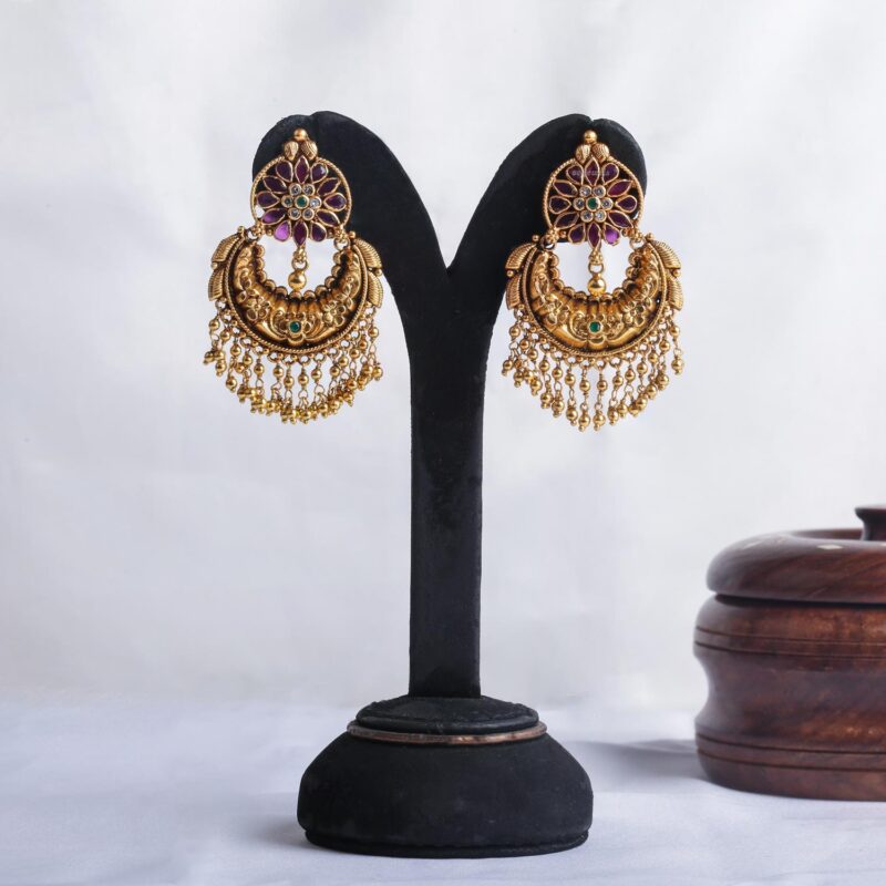 Gold  plated silver chanda ball earring