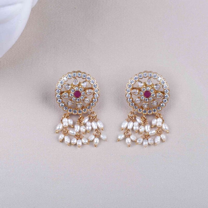 Gold plated silver cz stone earrings