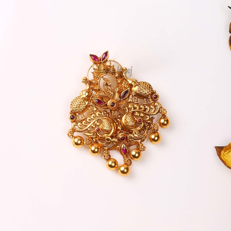Gold plated silver peacock pendant