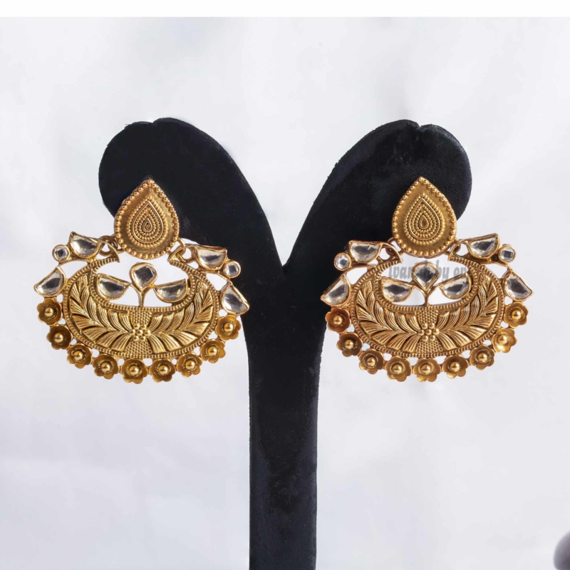 Gold plated silver chandha ball earring