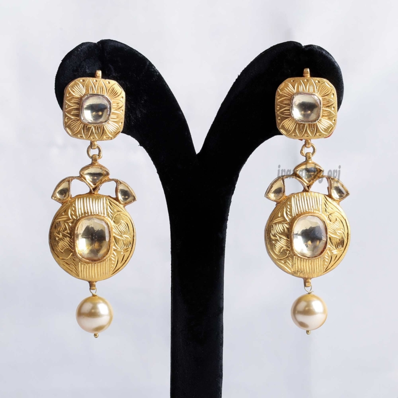 Gold plated silver kundan earring