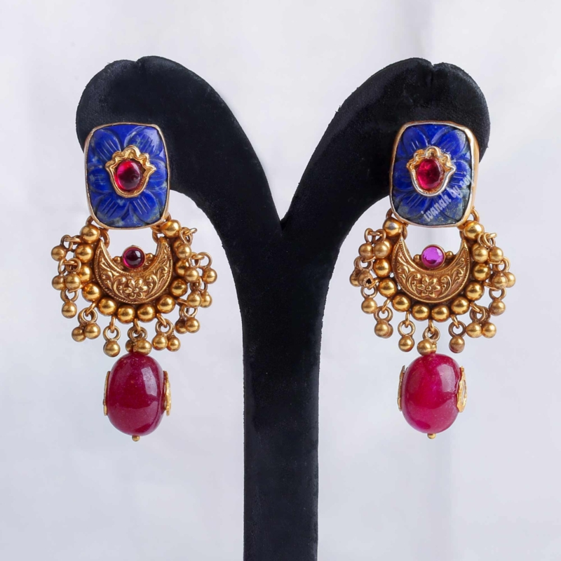 Gold plated silver chanda ball earring