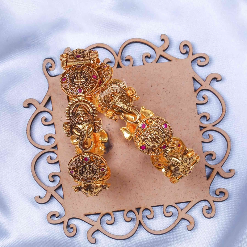 Gold plated  silver antique Bridal Lakshmi Bangles