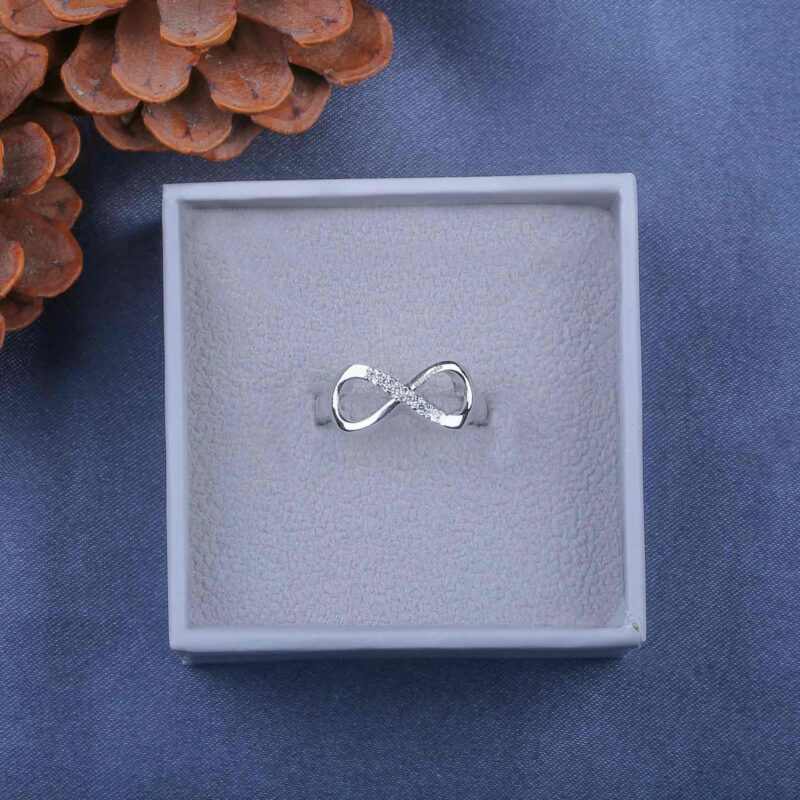 Silver infinity swaroaski ring