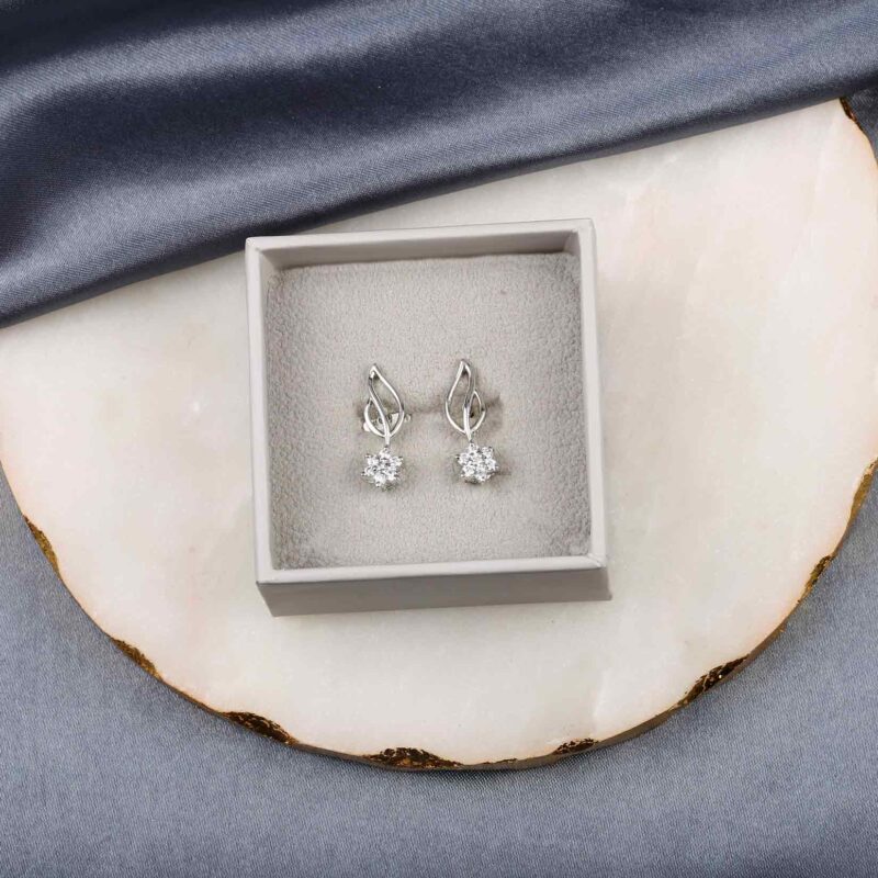 Silver swarovski trendy earring