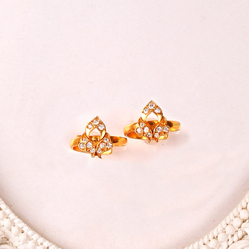 Gold plated silver trendy CZ stone Toe rings
