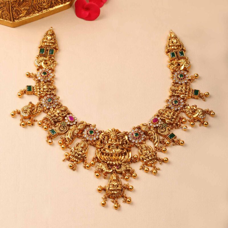 Gold Plated Silver Antique Nagas Short Necklace