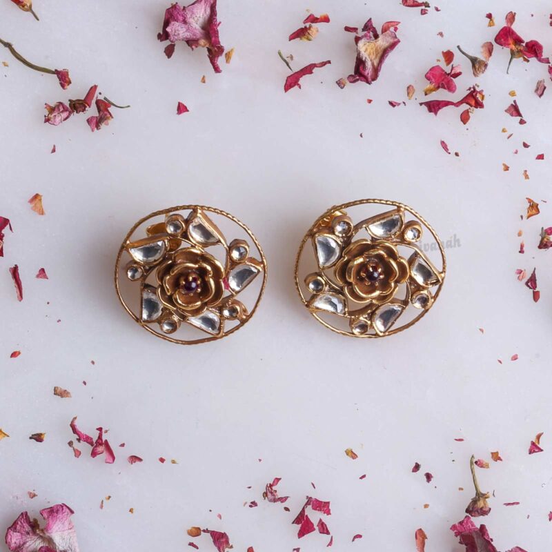 Gold plated silver flower stud