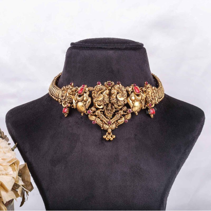 Gold plated Silver antique coral choker