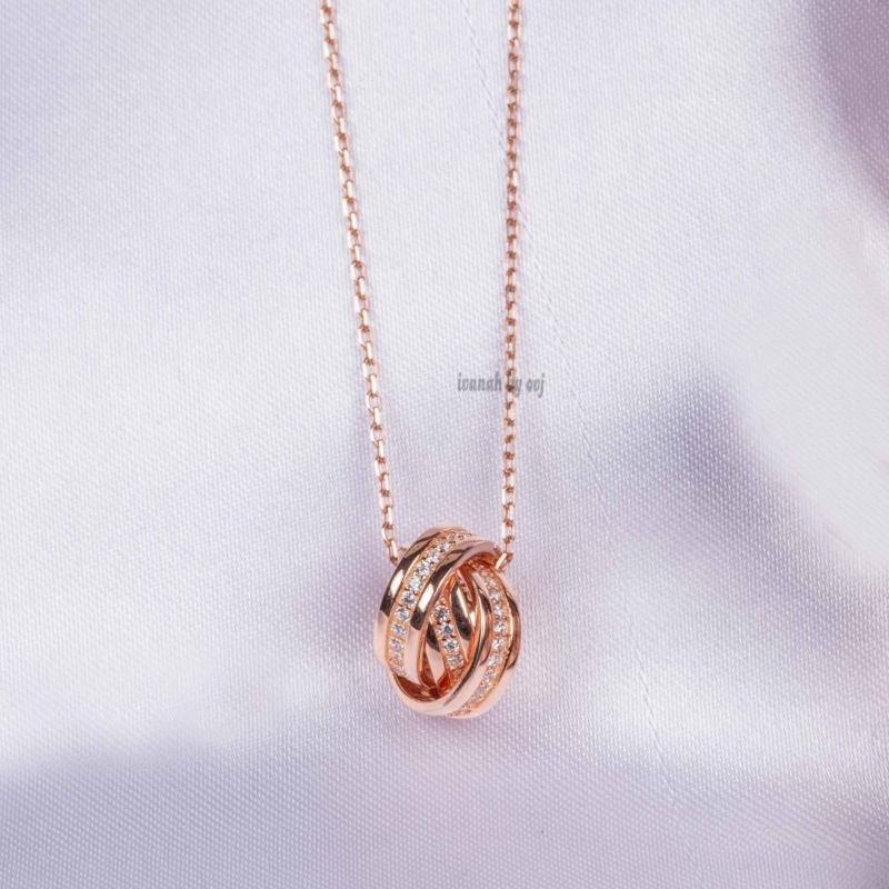 Silver Rose Gold Interlinked Loops Minimal Necklace