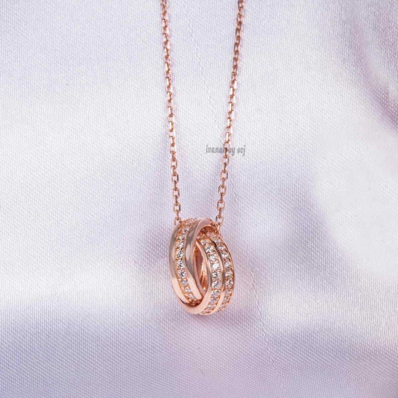 Silver Rose Gold Interlinked Loops Minimal Necklace