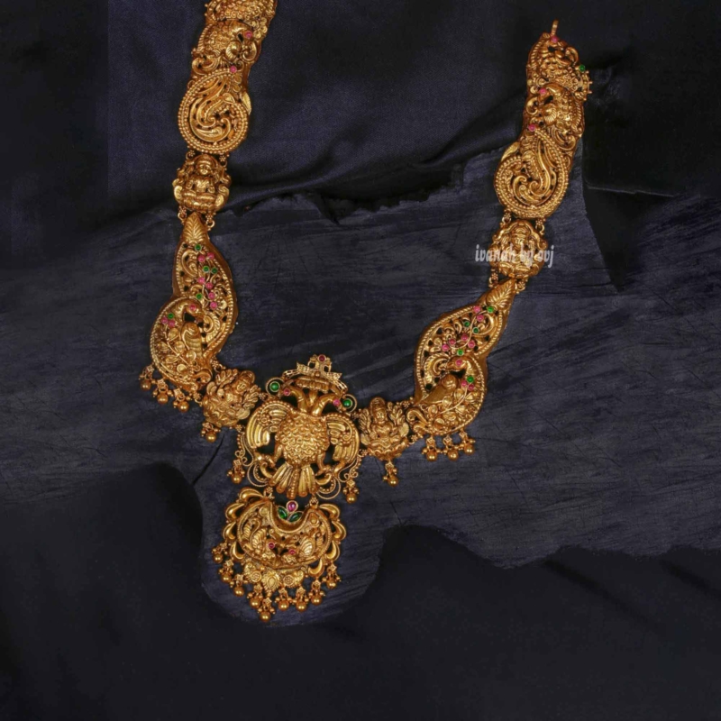 Gold plated silver deep antique long necklace