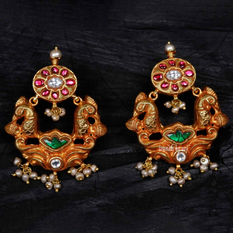 Gold plated silver Peacock Earring