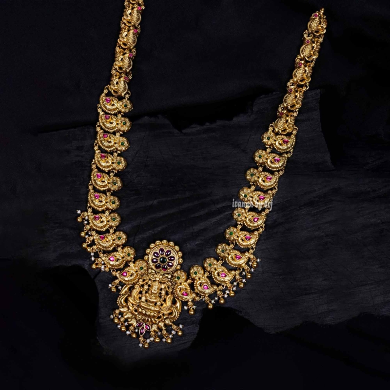 Gold plated antique annapakshi long necklace