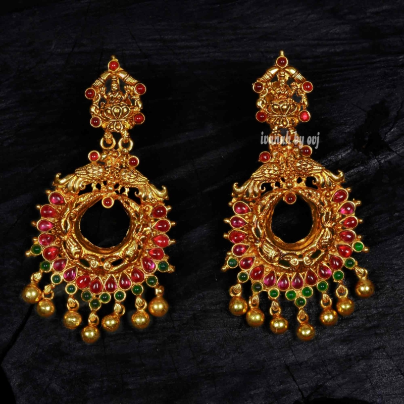 Gold plated silver lakshmi earrings