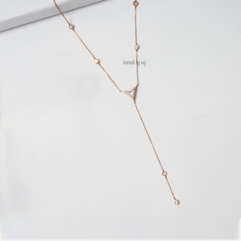 Silver Rose Gold Minimal Triangle Necklace