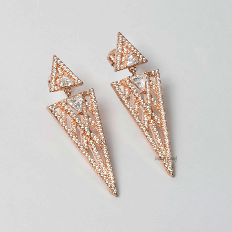 Silver Rose Gold Statement Earrings