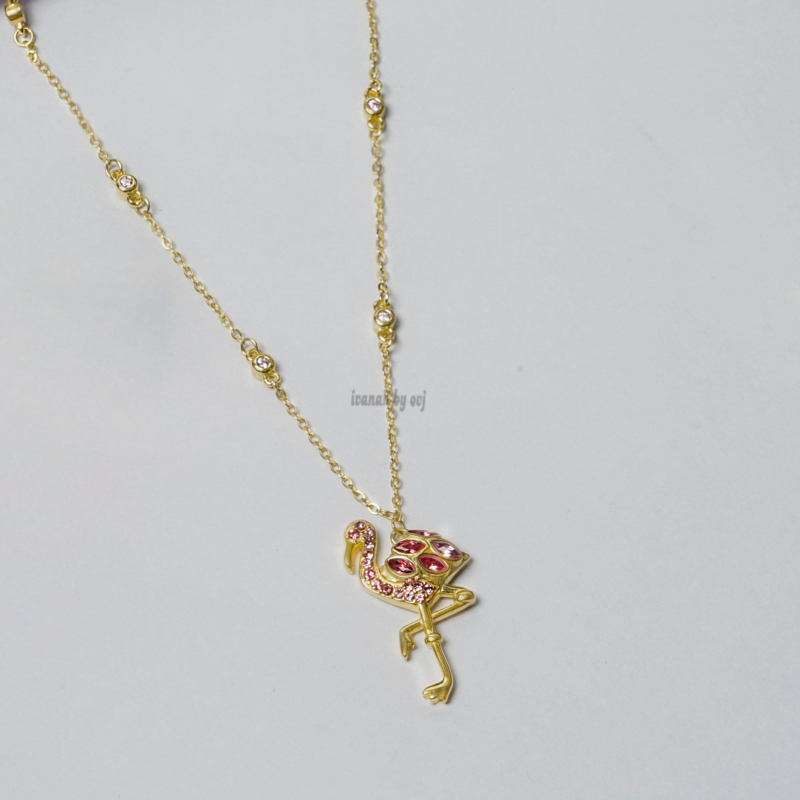 Gold Plated Silver Chain With Minimal Crane Pendant