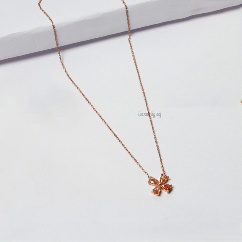 Silver Rose Gold Chain with Minimal Flower Pendant