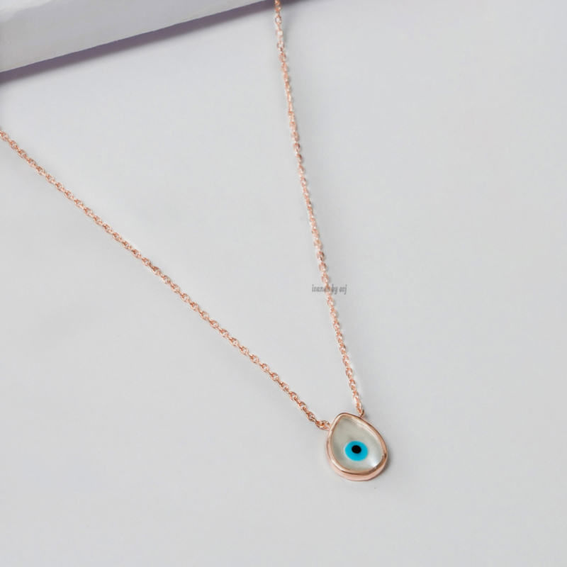 Rose gold plated eye pendant chain