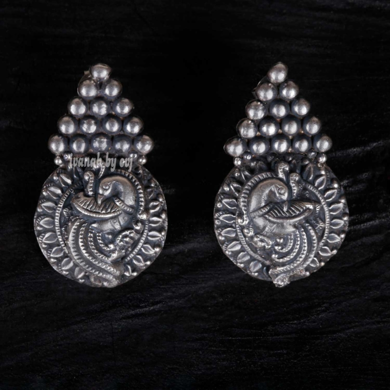 Oxidised Peacock Earrings