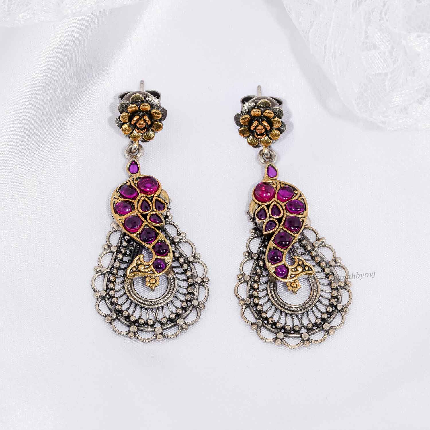sahanaa dual tone earrings