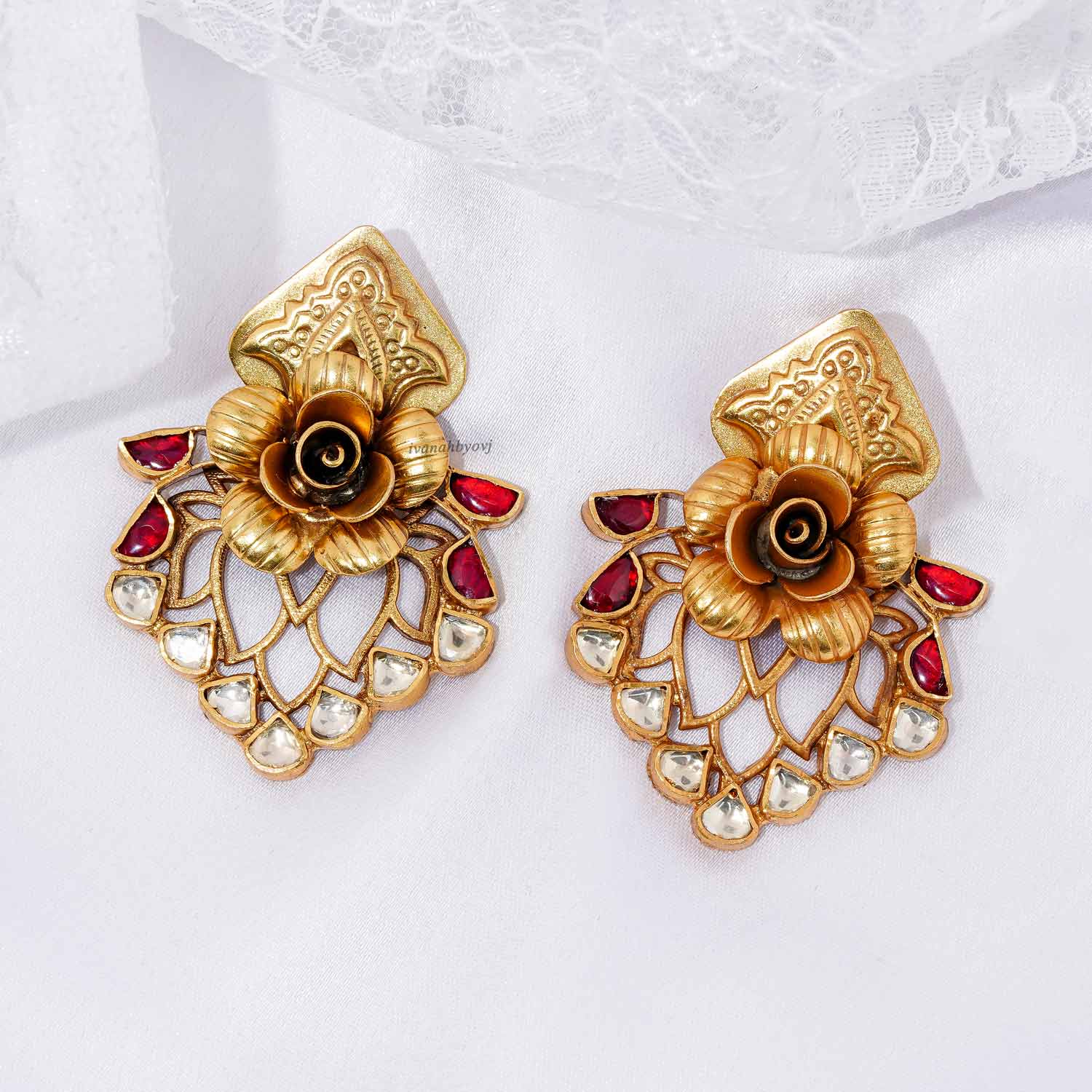 Ruby Floral Earrings